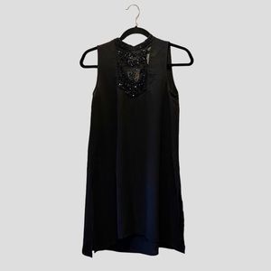 NWT Zara Black Beaded Sheer Tunic Mini Dress - Size XS